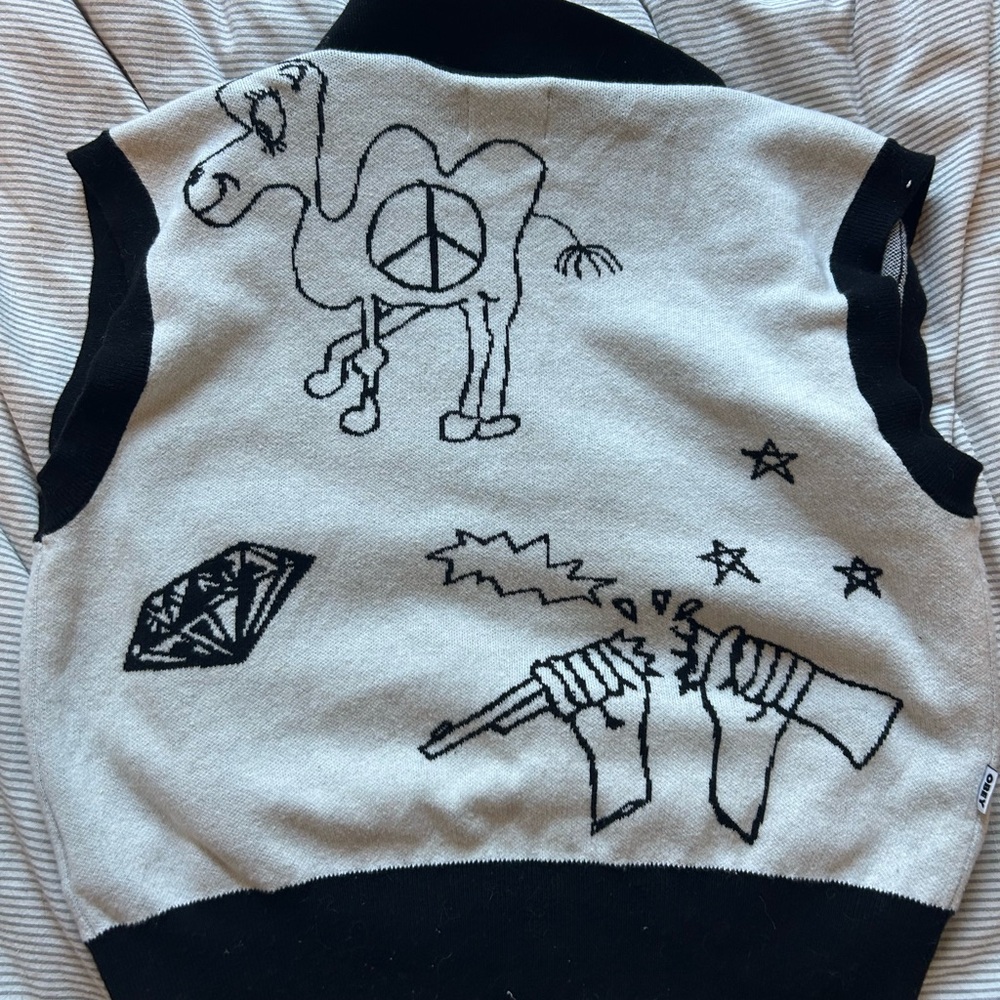 Obey Graphic sweater Vest with collar